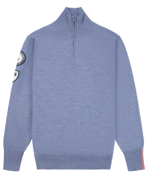 Amundsen Peak Half Zip miesten merinovillaneule edestä - Denim blue