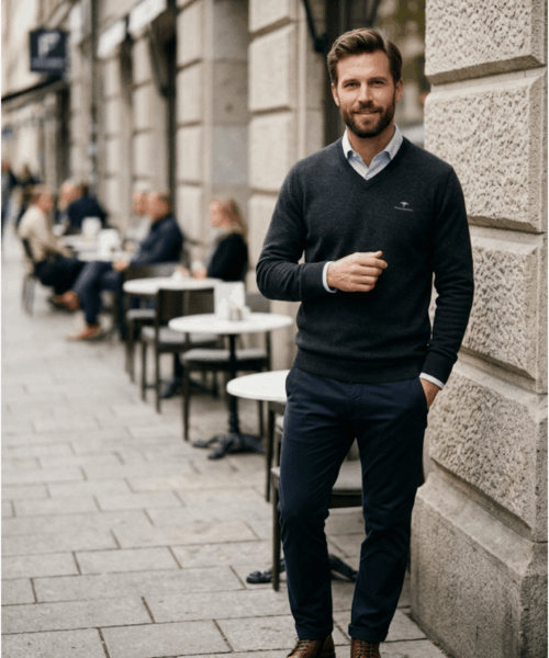 Fynch-Hatton-V-Neck-Merino-Cashmere-Neule-mallin-päällä-edestä