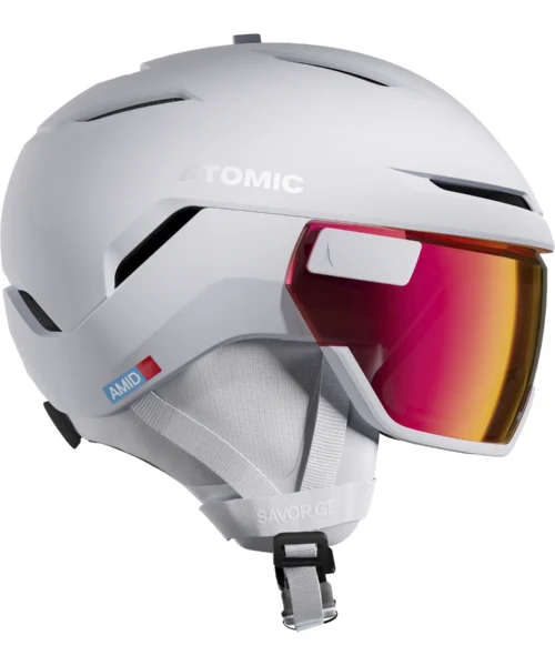 Atomic Savor GT AMID Visor Photo -laskettelukypärä fotokromaattisella visiirillä white heather sivusta