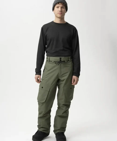 Men's Flight Pants miesten lasketteluhousut khaki green mallin päällä edestä, 2