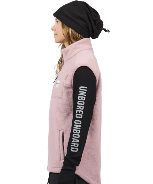 Eivy lumberjackie sherpa vest naisten fleece liivi faded woodrose mallin päällä sivusta