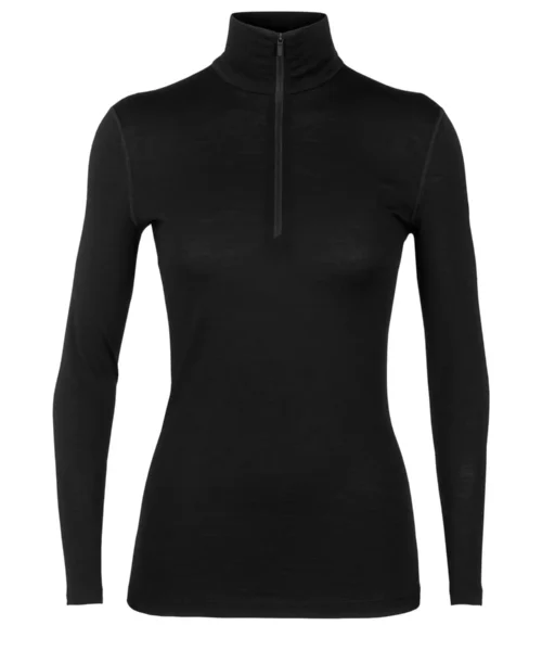 Icebreaker 200 Oasis LS Half Zip Naisten Kerrastopaita - Musta - Front