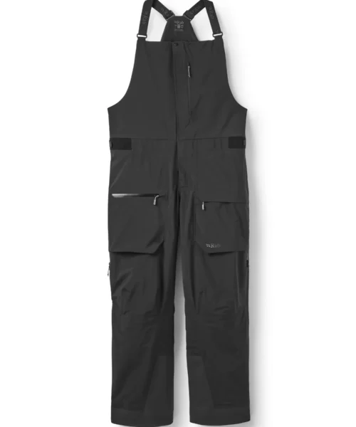 Rab Men's Bigline Waterproof Ski Bib -miesten vapaalaskuhousut korkealla olkaimellisella yläosalla black edestä