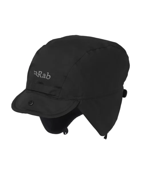 Rab Mountain Waterproof Hat -vedenpitävä lippalakki black viistosti edestä kuvattuna